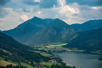 Naklejka na ściany i meble Schliersee Alpine summer landscape with clouds