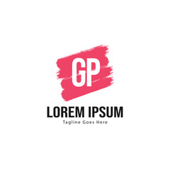 Initial GP logo template with modern frame. Minimalist GP letter logo vector illustration