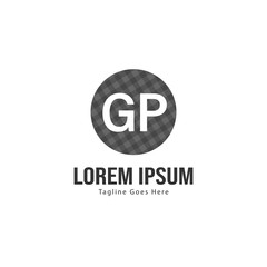 Initial GP logo template with modern frame. Minimalist GP letter logo vector illustration