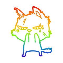 rainbow gradient line drawing tough cartoon cat