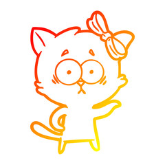 warm gradient line drawing cartoon cat