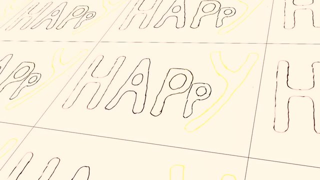 hand-drawn animation. the word is happy. intercept advertising