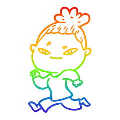 rainbow gradient line drawing cartoon woman