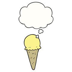 cartoon ice cream and thought bubble