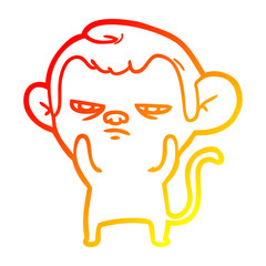 warm gradient line drawing cartoon monkey