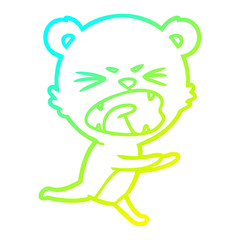 cold gradient line drawing angry cartoon bear shouting