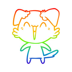 rainbow gradient line drawing happy little dog cartoon