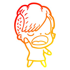 warm gradient line drawing cartoon cool hipster girl talking