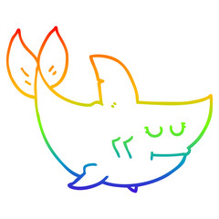 rainbow gradient line drawing cartoon shark