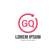 Initial GQ logo template with modern frame. Minimalist GQ letter logo vector illustration
