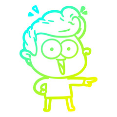 cold gradient line drawing cartoon excited man
