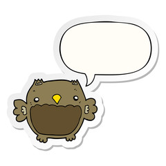 cartoon owl and speech bubble sticker
