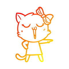 warm gradient line drawing cartoon cat