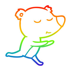 rainbow gradient line drawing happy cartoon bear running