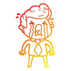 warm gradient line drawing cartoon crying man