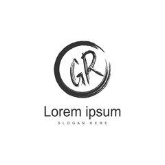 Initial GR logo template with modern frame. Minimalist GR letter logo vector illustration