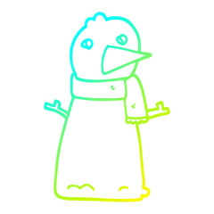 cold gradient line drawing cartoon snowman