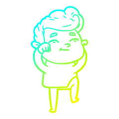cold gradient line drawing happy cartoon man