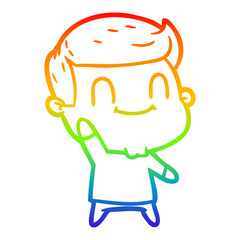 Obraz premium rainbow gradient line drawing cartoon happy man