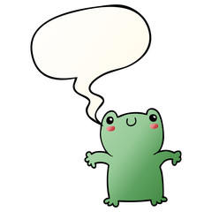 cartoon frog and speech bubble in smooth gradient style