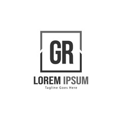 Initial GR logo template with modern frame. Minimalist GR letter logo vector illustration