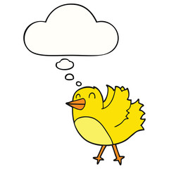 cartoon bird and thought bubble