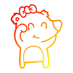 warm gradient line drawing female bear cartoon