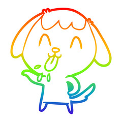 rainbow gradient line drawing cute cartoon dog