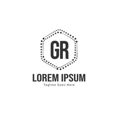Initial GR logo template with modern frame. Minimalist GR letter logo vector illustration