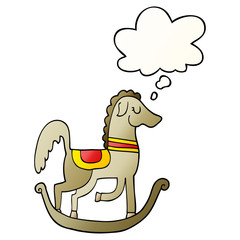 cartoon rocking horse and thought bubble in smooth gradient style