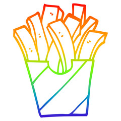 rainbow gradient line drawing cartoon fries