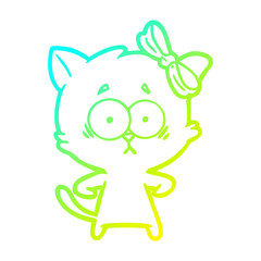 cold gradient line drawing cartoon cat