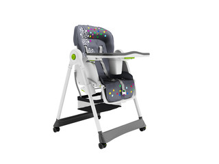 Baby nursing chair with soft bedding and safety mounts with table 3d render on white background no shadow
