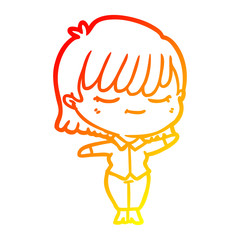 warm gradient line drawing cartoon woman