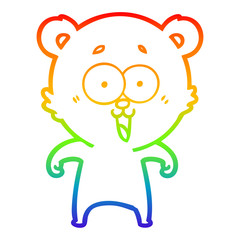 rainbow gradient line drawing laughing teddy  bear cartoon