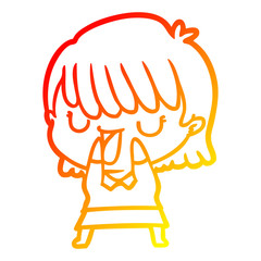 warm gradient line drawing cartoon woman