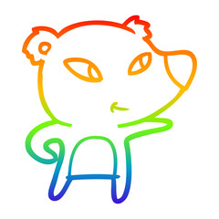 rainbow gradient line drawing cute cartoon bear