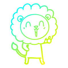 cold gradient line drawing laughing lion cartoon