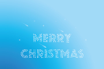 Christmas background with shooting stars and Merry Christmas made by snowflakes