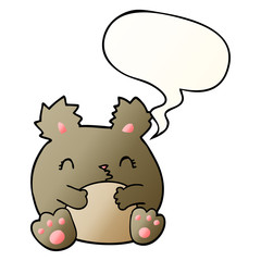 cartoon bear and speech bubble in smooth gradient style