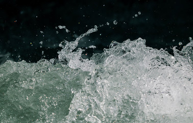 Splashes of water from the waves in the sea