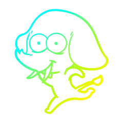 cold gradient line drawing happy cartoon elephant