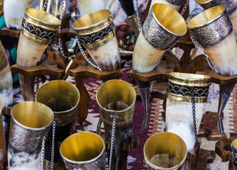 Horns for vine - traditional souvenir in Georgia, Tbilisi