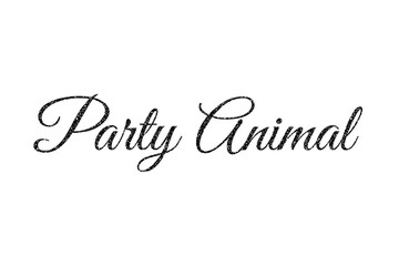 Party Animal in Black Glitter, Black Glitter Words Party Animal Isolated on White Background 