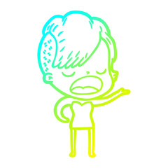 cold gradient line drawing cartoon cool hipster girl talking