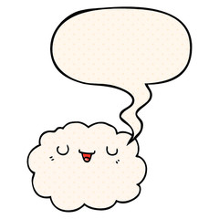 cartoon cloud and speech bubble in comic book style