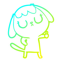 cold gradient line drawing cute cartoon dog