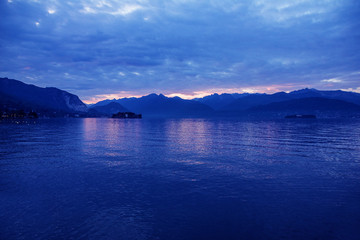 Maggiore lake sunset landscape, Stresa, Italy
