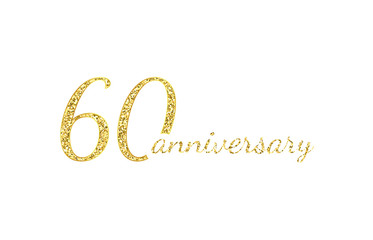 60 anniversary logo concept. 60th years birthday icon. Isolated golden numbers on black background. Vector illustration. EPS10.