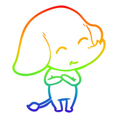 rainbow gradient line drawing cute cartoon elephant